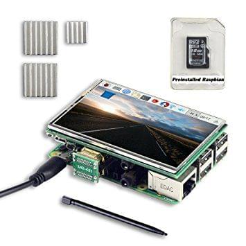 UCTRONICS 3.5 Inch HDMI TFT LCD Display Kit with Touch Screen, Touch Pen, 3 Heat Sinks, 16GB SD Card Preinstalled Raspbian Software for Raspberry Pi 3 Model B, Pi 2 Model B, Pi B+